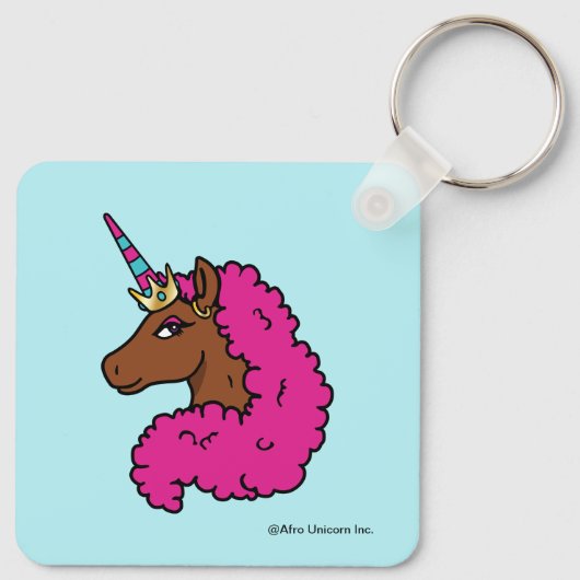 Hete Roze Afro Eenhoorn Sleutelhanger (Achterkant)