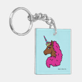 Hete Roze Afro Eenhoorn Sleutelhanger (Voorkant Links)