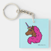 Hete Roze Afro Eenhoorn Sleutelhanger (Voorkant)