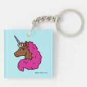 Hete Roze Afro Eenhoorn Sleutelhanger (Achterkant)