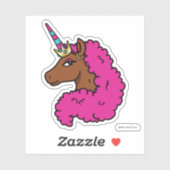 Hete Roze Afro Eenhoorn Sticker (Vel)