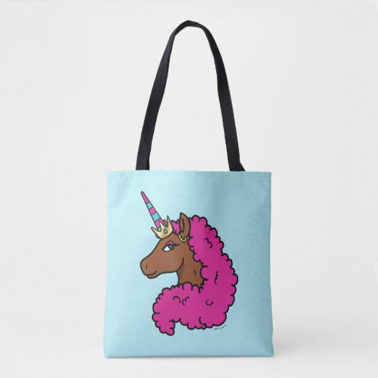 Hete Roze Afro Eenhoorn Tote Bag (Voorkant)