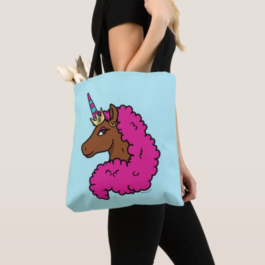 Hete Roze Afro Eenhoorn Tote Bag (Dichtbij)