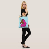 Hete Roze Afro Eenhoorn Tote Bag (Op model)