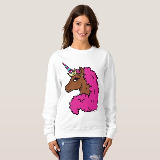 Hete Roze Afro Eenhoorn Trui (Voorkant volledig)