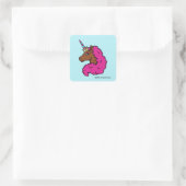 Hete Roze Afro Eenhoorn Vierkante Sticker (Tas)