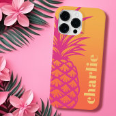 Hete roze ananas oranje gele gradiënt retro Case-Mate iPhone case