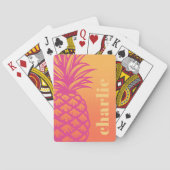 Hete roze ananas oranje gele gradiënt retro pokerkaarten (Achterkant)