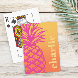 Hete roze ananas oranje gele gradiënt retro pokerkaarten