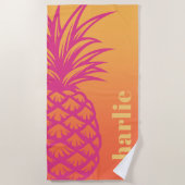 Hete roze ananas oranje gele gradiënt retro strandlaken (Voorkant)