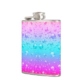 Hete Roze & Aqua Blauwe Gradiënt Waterdruppeltjes Heupfles (Links)