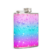 Hete Roze & Aqua Blauwe Gradiënt Waterdruppeltjes Heupfles (Rechts)