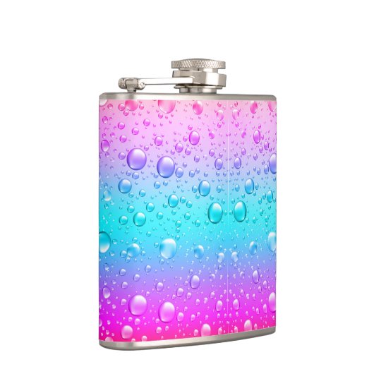 Hete Roze & Aqua Blauwe Gradiënt Waterdruppeltjes Heupfles (Rechts)