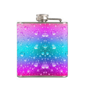 Hete Roze & Aqua Blauwe Gradiënt Waterdruppeltjes Heupfles (Achterkant)