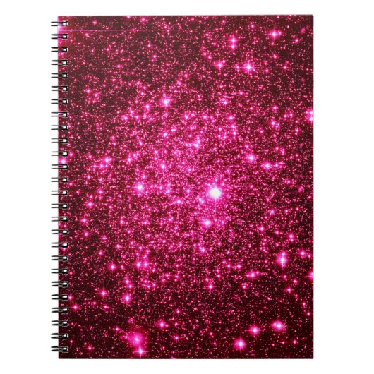 Hete Roze Astrale Glitter Notitieboek (Voorkant)