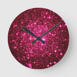 Hete Roze Astrale Glitter Ronde Klok