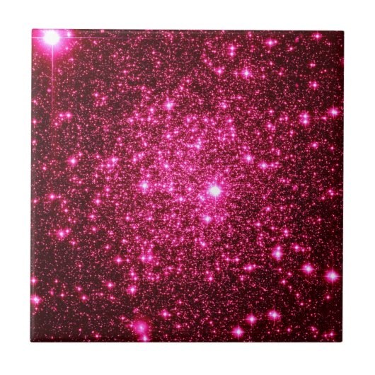 Hete Roze Astrale Glitter Tegeltje (Voorkant)