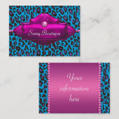 Hete Roze Blauwgroen Luipaard Visitekaartjes (Voorkant / Achterkant)