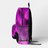 Hete roze bloemblaadjes op zwart bedrukte rugzak (Rechts)