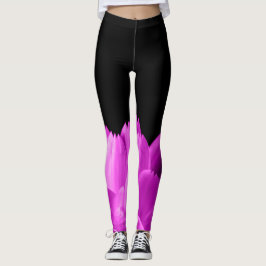 Hete roze bloemblaadjes op zwart leggings