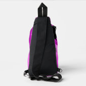 Hete roze bloemblaadjes op zwart sling bag (Achterkant)