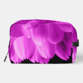 Hete roze bloemblaadjes op zwart toilettasje (Achterkant)