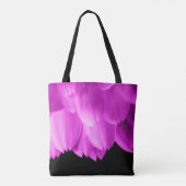 Hete roze bloemblaadjes op zwart tote bag (Achterkant)