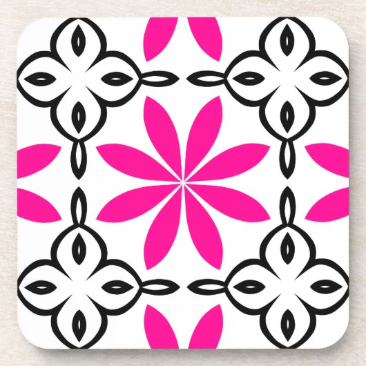 Hete roze bloemen bier onderzetter (Voorkant)