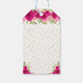 Hete Roze Bloemen Blond Haar Meisje Gelukkige Verj Cadeaulabel (Achterkant)