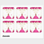 Hete Roze Bloemen Blond Haar Prinses Sweet Sixteen Vierkante Sticker (Vel)