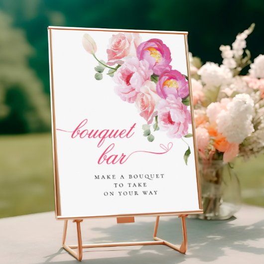 Hete Roze Bloemen Boeket Bar Poster