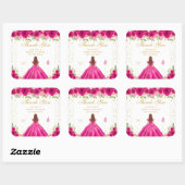 Hete Roze Bloemen Bruin Haar Prinses Sweet Sixteen Vierkante Sticker (Vel)