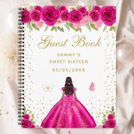 Hete Roze Bloemen Donkere Huid Prinses Sweet Sixte Notitieboek