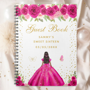 Hete Roze Bloemen Donkere Huid Prinses Sweet Sixte Notitieboek