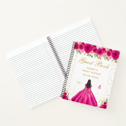 Hete Roze Bloemen Donkere Huid Prinses Sweet Sixte Notitieboek (Binnen)