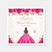 Hete Roze Bloemen Donkere Huid Prinses Sweet Sixte Servet (Voorkant)