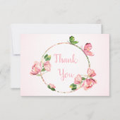 Hete roze bloemen vlinders bruiloft bedankkaart (Voorkant)