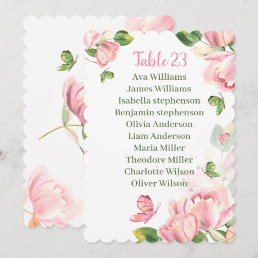 Hete roze bloemen vlinders zitkaart kaart (Voorkant / Achterkant)