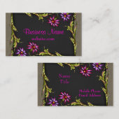 Hete Roze Bloemen Zwart Roze Visitekaartjes (Voorkant / Achterkant)