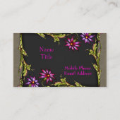 Hete Roze Bloemen Zwart Roze Visitekaartjes (Achterkant)