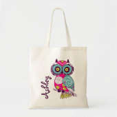 Hete Roze Bloemenuil | Gepersonaliseerde Canvas t Tote Bag (Voorkant)