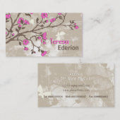  hete roze bloemetjes bloemengrunge taupe visitekaartje (Voorkant / Achterkant)
