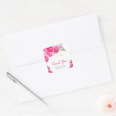 Hete Roze Bloemige Bruidsmeisjeshuwelijk Vierkante Sticker (Envelop)