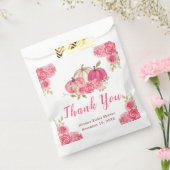 Hete Roze Bloemige Pompoenen Bruiloft Bedankzakje (Gezegeld)