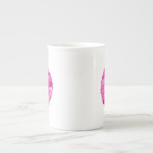 hete roze bone china mok (Voorkant)