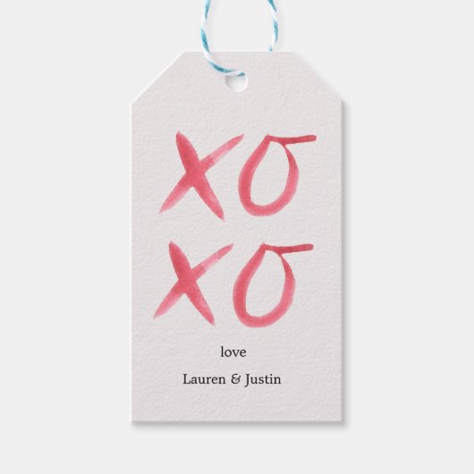 Hete roze borstelslag knuffels en kussen valentijn cadeaulabel (Voorkant)