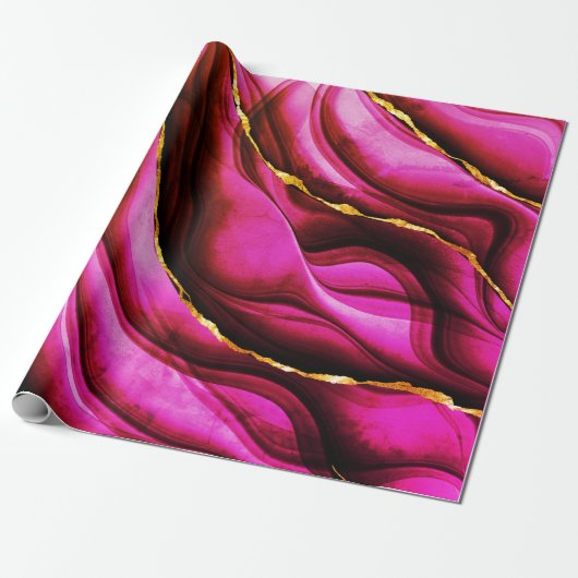 Hete roze bruine goudglittercadeautjes cadeaupapier (Uitgerold)