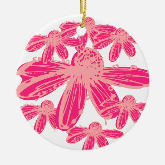 HETE ROZE CONEFLOWER BLOSSON KERAMISCH ORNAMENT (Voorkant)