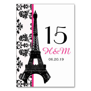 HETE ROZE DAMASK EIFFELTOREN PARIJSE BRUILOFT KAART