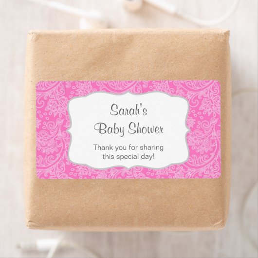 hete roze Damask Water Fles gunst u aanpassen Etiket (Insitu)